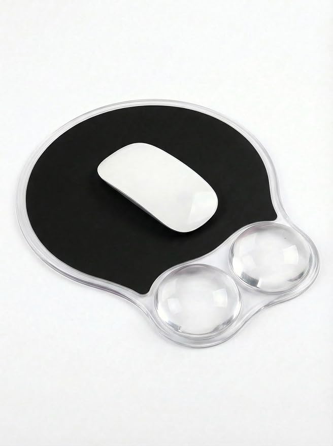 Ergonomic Gel Mouse Pad Wrist Rest Support for Desk, PU Base, Smooth Surface, Crystal Gel Cushion, Non-Slip Stability, Mousepad for Office/Home/Study Black AMP-04