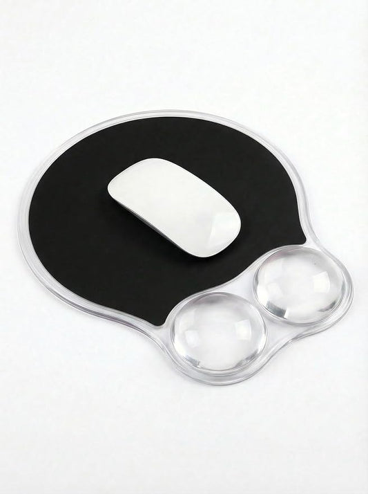 Ergonomic Gel Mouse Pad Wrist Rest Support for Desk, PU Base, Smooth Surface, Crystal Gel Cushion, Non-Slip Stability, Mousepad for Office/Home/Study Black AMP-04