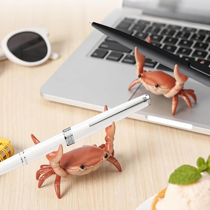 8 Pack Desk Crab Pen Holder, Creative Weightlifting Crab Pencil Stand Holder, Desk Organizers and Accessories, Cute Office Decor for Small Items at Home, School, Studio (Purple/Green/Blue/Red)