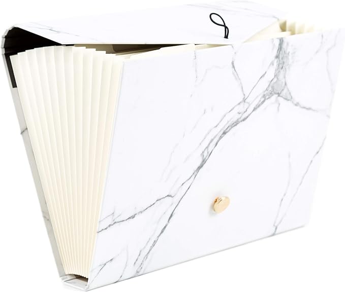 U Brands Fashion Expandable File Folder, Letter Size, 13 Pockets, Marble Print