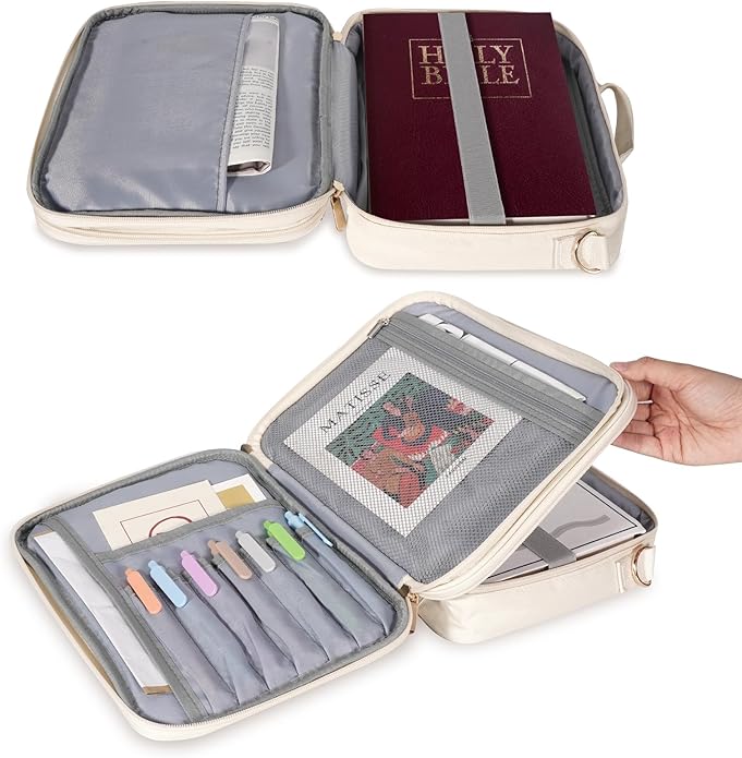 Bible Bag for Girls with 2 Separate Compartments, 600D Oxford Durable case, Fits up to 10.6” Bible, Floral Gift | Two Compartments