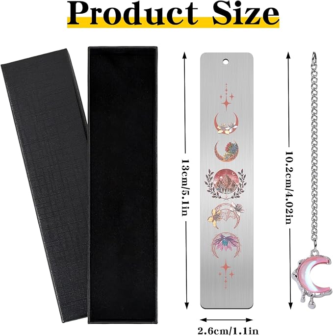 Fantasy Acotar Metal Bookmark - Charm Book Marks for Reading Women Gifts Pink Moon Mountains Aesthetic Page Markers for Kids Book Lovers Bookish Student Teacher School Birthday Accessories
