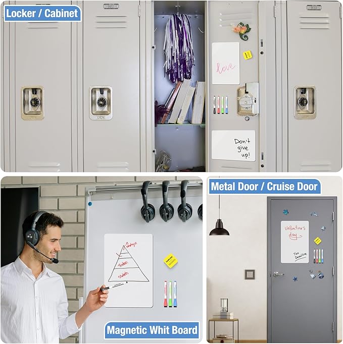 HOMiDEK Magnetic Whiteboard for Fridge, Refrigerator Dry Erase Board, Small White Board with 4 Markers and 1 Eraser, 12 x 8 Inches