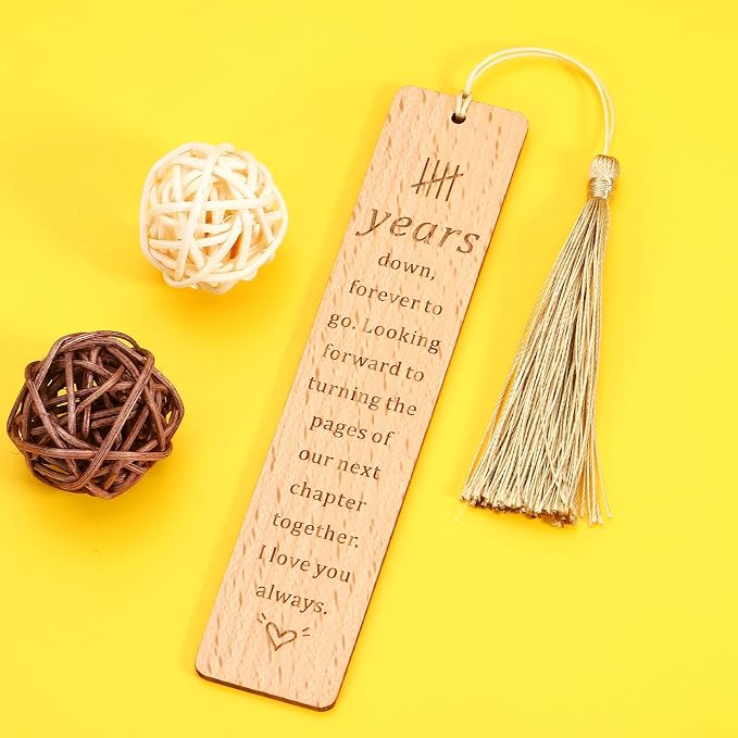 5 Year Anniversary Wood Gift for Him Her, Wooden Bookmark 5th Anniversary Wooden Gifts for Wife Husband, 5 Year Marriage Gifts Anniversary for Couple, Fifth Anniversary Valentines Gifts for Women Men