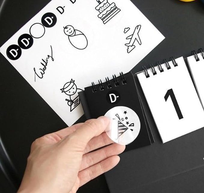 DEAD SKIN D-Day & Perpetual Calendar – 48 Sheets with Transparent Stickers, Black Design, Mark Anniversaries and Special Dates