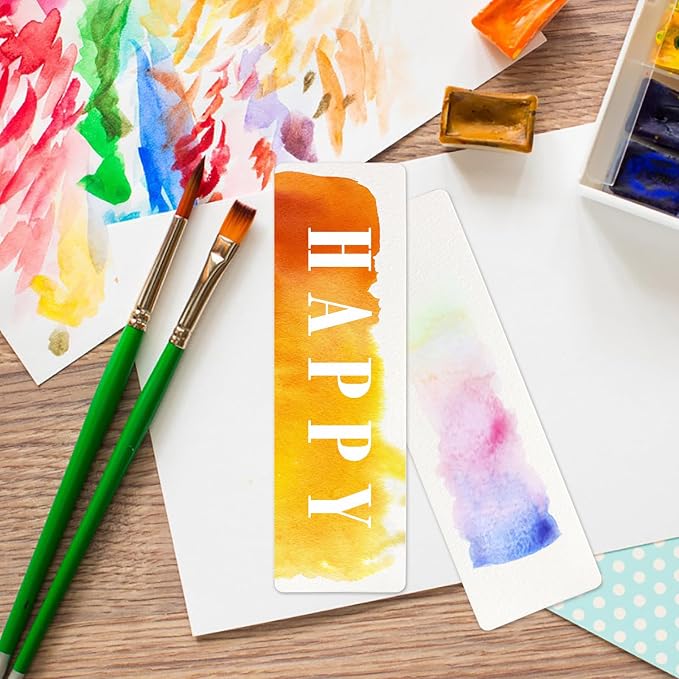 100 PCS Watercolor Paper Blank Bookmarks 2x6.5 Inch White 140lb Cotton Water Color Paper Bookmark Blanks Cardstock DIY Blank Bookmarks Making Kit