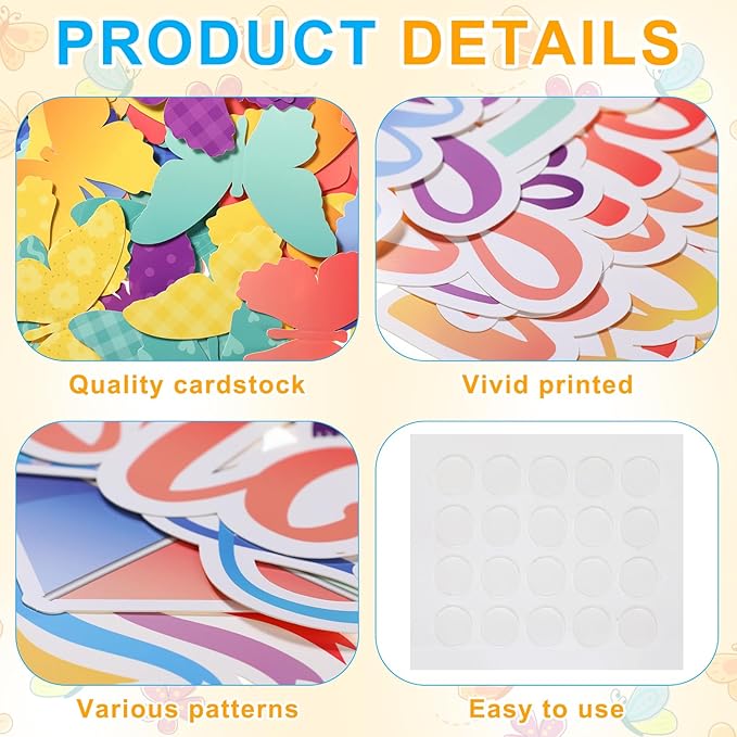 Outus Spring Butterfly Bulletin Board Decorations Colorful 3D Butterflies Classroom Decorations with Motivational Quote Cutouts for Back to School Classroom Bulletin Board Decor Wall Poster DIY Craft