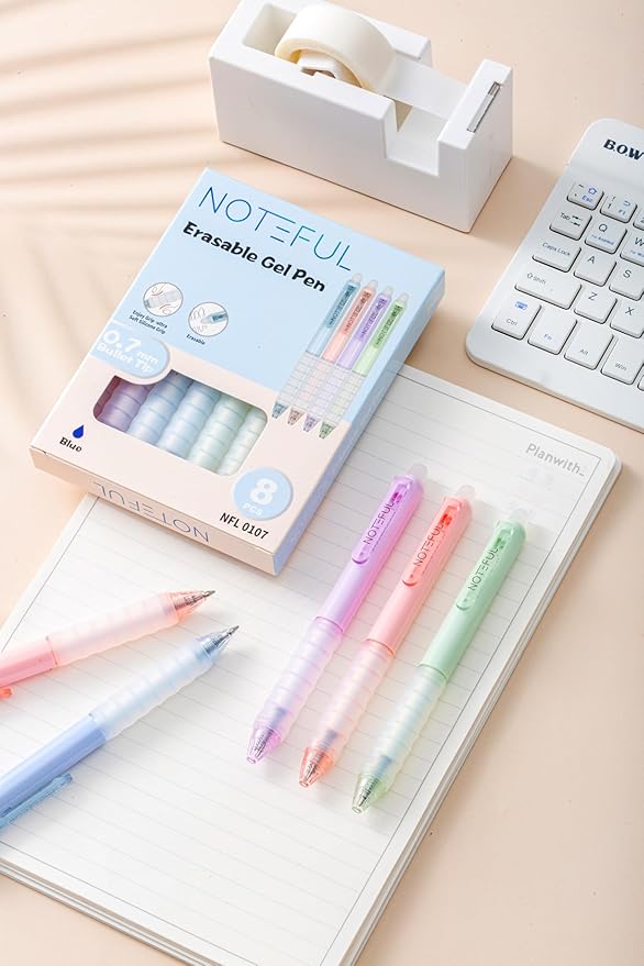 Black Ink Erasable Gel Pens, 0.7mm Fine Point Retractable Click Gel Writing Pens, Clean Erase Quick Dry for School Notes & Journaling, Students & Teachers