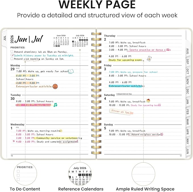 Planner 2026-2027 for Women & Men, Academic Monthly and Weekly Calendar Planner, Jul 2026 - Jun 2027, A4 (8.5" x 11"), Teacher Student Planning Book with Tabs, Ideal for Office School Supplies - Beige