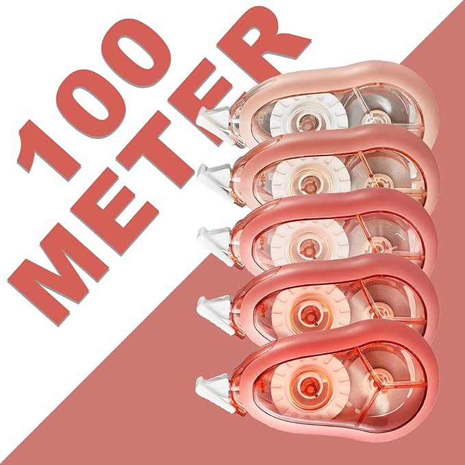 White Correction Tape, 5 Pack, 65.62 Feet Correction Tape for School and Office, School & Office Supplies, (Pink)
