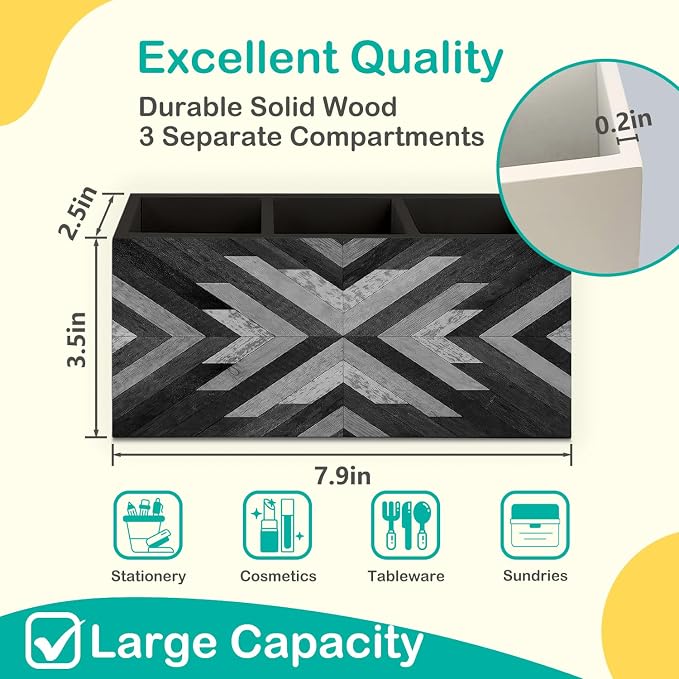 Western Pen Holder for Home Office Desk, Aztec Decor, Retro Boho Western Aztec Makeup Brush Toothbrush Holder Organizer for Bathroom Desk Accessories (Gray)