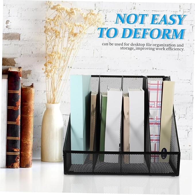 Luxshiny Iron Mesh Compartment File Holder Compartment Desk Organizer for Efficient Office Storage Iron Material for Home and Office Use