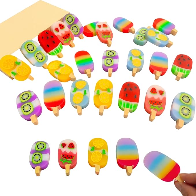 32PCS Cute Erasers for Kids Bulk,Fun for Classroom Back to School Party Gift (ice Cream, Large)