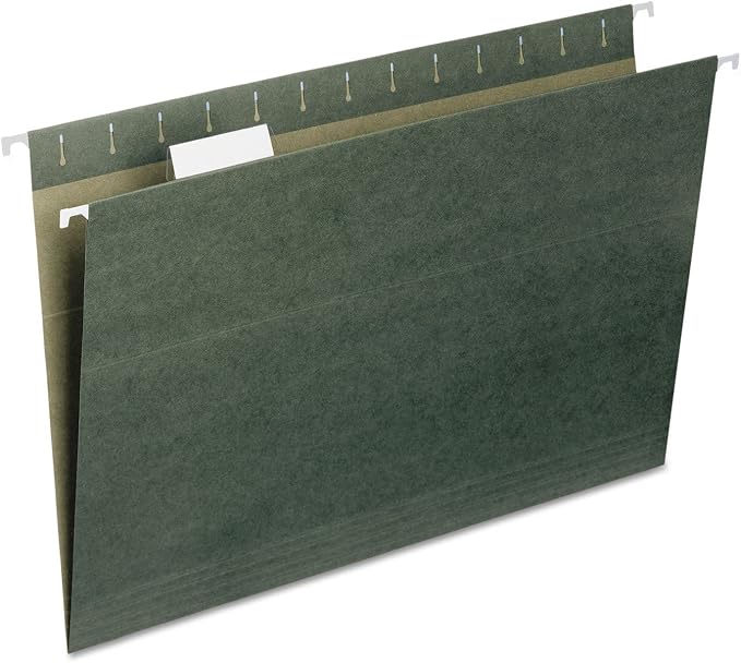 Smead Hanging File Folders for Documents, with 1/5-Cut Tabs, Legal Size, File Organizer for Filing Cabinets, Legal and Office Supplies, Standard Green, 25 Pack (64155)