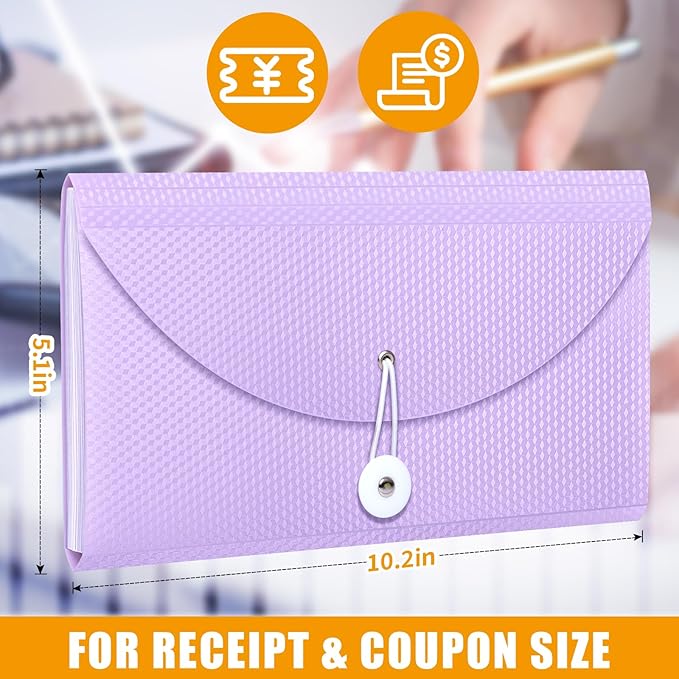 Nicecho Receipt Coupon Organizer, 13 Pockets Small Accordion File Organizer with Labels for Receipt Cards, Bill Business, Coupons Storage, 10.2X 5.1 Inches
