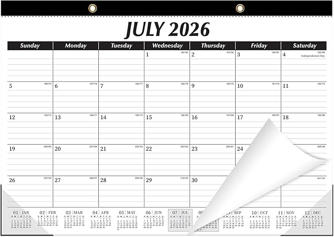 ZTX Desk Calendar 2026-2027, 18 Months Calendar Runs from July 2026 to December 2027, 17" x 12" Large Calendars 2026-2027 Monthly Planner with Plastic Cover for Teacher Home Desk Top