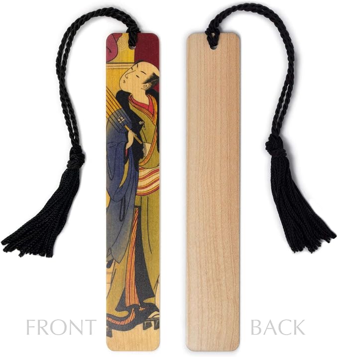 Japanese Man in Kimono Wooden Bookmark | Traditional Japanese Ukiyo-e Woodblock Print Art | Gift for Art Lovers, Collectors, Readers, Japanese Art & Culture Enthusiasts | Handmade in the USA