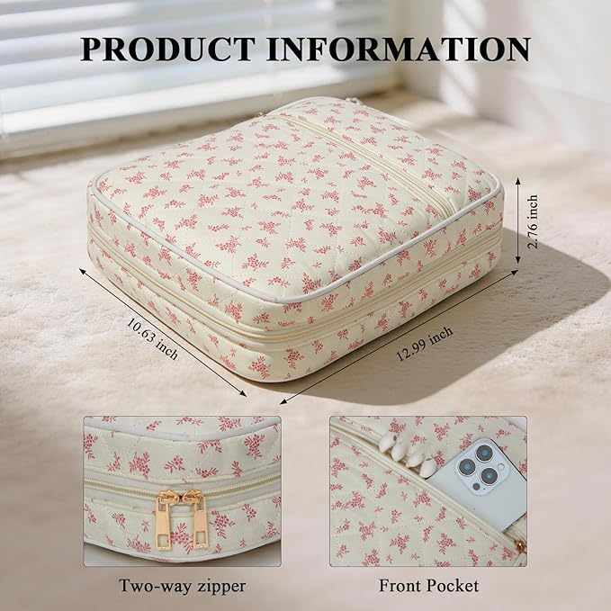Quilted Bible Cover Case for Women, Elegant Floral Bible Carrying Case with Study Supplies, Large Bible Bag Journaling Kit for Church & Christian Gift
