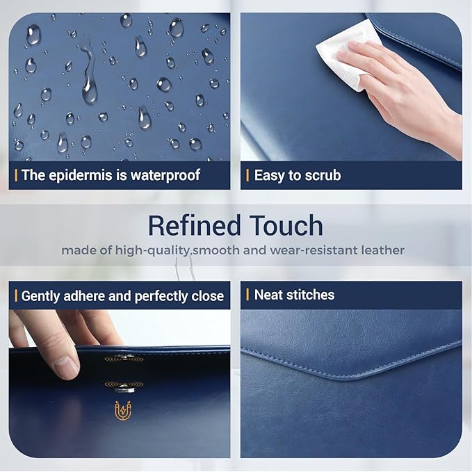 Professional Trifold Padfolio with Magnetic Closure – A4 Letter Portfolio Organizer for Business Meetings, Interviews & Presentations, Document Folder with Notepad Holder Blue