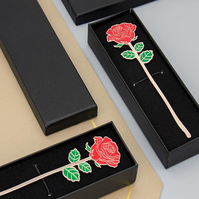 Metal Red Rose Bookmark Gift, Bookmarks for Women Mother's Day, Girlfriend and Friend Graduation, Teacher's Day, Thanksgiving, Cute Bookmarks GiftFor Book Lovers