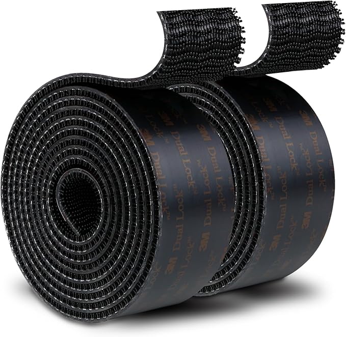 3M Dual Lock SJ3550 Reclosable Fastener 1''×6Ft 2 Pack, Black Heavy Duty Mounting Tape Strong Adhesive with Interlocking Mushroom-Shaped Heads for Indoor and Outdoor Use