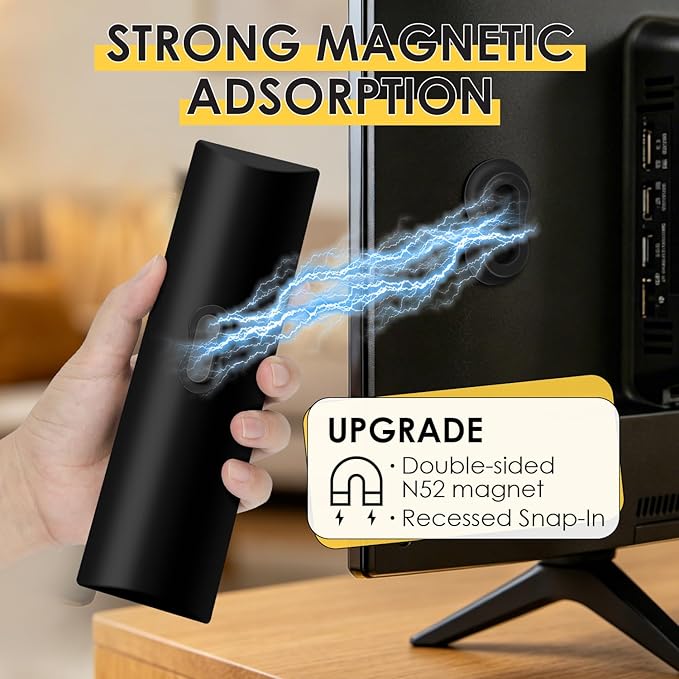 HOTEC 6 Pack Magnetic Remote Control Holder Wall Mount, Upgraded No Drill Self-Adhesive TV Remote Organizer, Universal Storage for TV, Fan, AC, Media & RV Accessories, Black