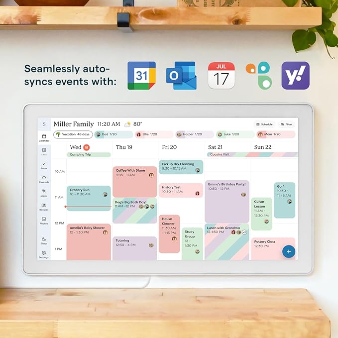 Skylight Calendar Max: 27-Inch Smart Digital Calendar & Chore Chart, Family Organizer with Interactive Touchscreen Display with NA Adapter, Aluminum Metal Shadowbox