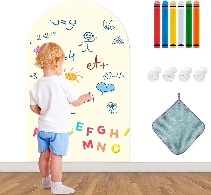 Magnetic Wall Decal for Kids,32x40 Inch Arched Magnetic Chalkboard for Wall,Suitable for Home Decoration Wallpaper and Children's Game Room (Yellow, 16x24 Inch)
