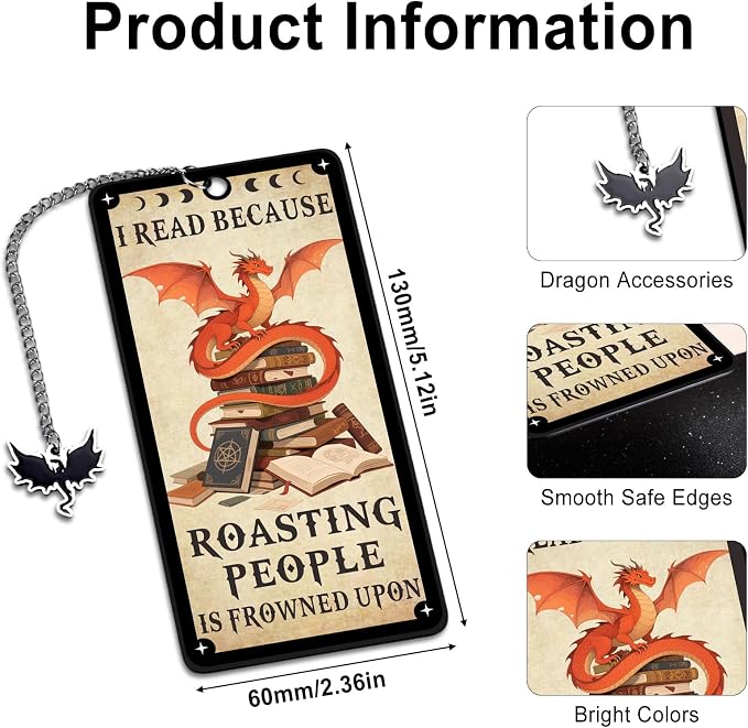 Dragon Bookmark - Dragon Gifts for Women Men Girls Fantasy Bookmark Gifts for Book Lovers Women Men Dragons Stuff Bookish Gift Funny Book Marks for Reading Kids Books Accessories for Reading Lovers