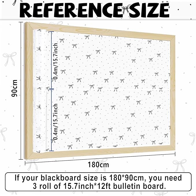 Black Bow Bulletin Board Roll Reusable Waterproof Erasable Black Bow and Book Non-Woven Fabric Bulletin Board Roll Bows Poster for Teacher Classroom Decors Wrap Crafts 15.75" x 12ft