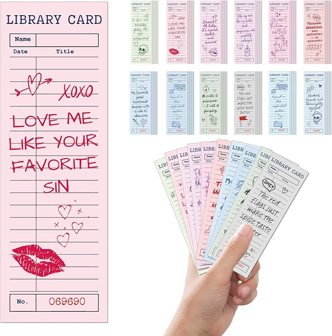 120 Pcs Spicy Romance Paper Bookmarks, Funny Smut Library Card Paper Bookmark Bulk for Women Man, Retro Library Page Marks for Adults Reading Lovers Bookish Accessories Gifts