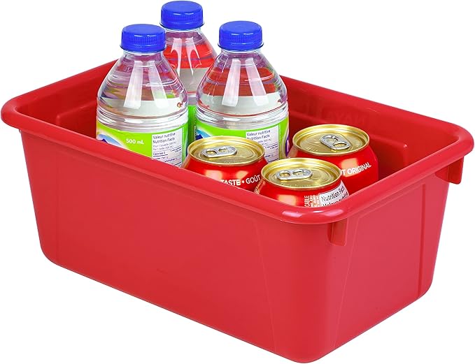 Storex Small Cubby Bins, Pack of 5, 12.2 x 7.8 x 5.1 Inches, Red (62415U05C)