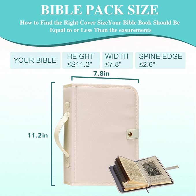 Waterproof Bible Bag for Women With Detachable Case,Quilted Bible Bag with Leather Handle,Bible Journaling Kit: 5 Pens, 12 Highlighters, 72 Tabs,Christian Travel Carrier (Green)