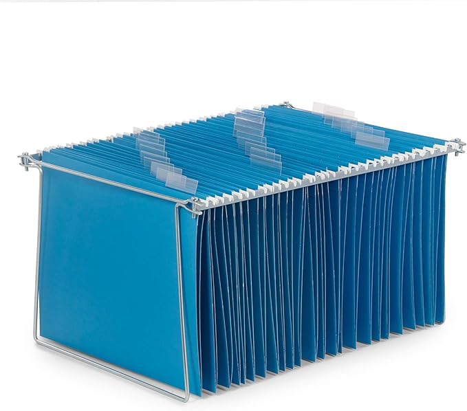 Blue Summit Hanging File Bars For File Cabinet, Letter Size, 13x17.5, Metal Files Holder Bars on Desktop, File Drawer Organizer Insert, Filing Cabinet Organizer Insert, Set of 2
