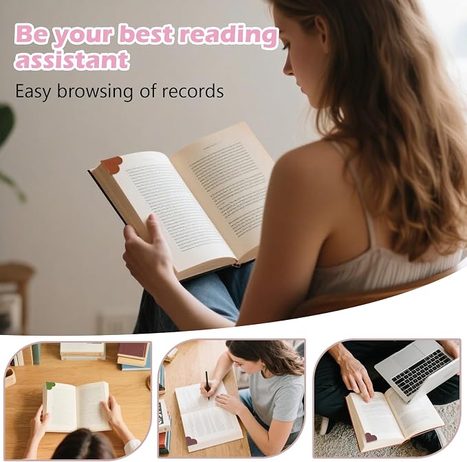 2Pcs Personalized Leather Heart Bookmark with Initial, 26 Letters Custom Corner Page Book Mark for Reading Women, Book Lovers, Teachers, Students, Cute Book Accessories Gifts(Red+Dark Pink, C)