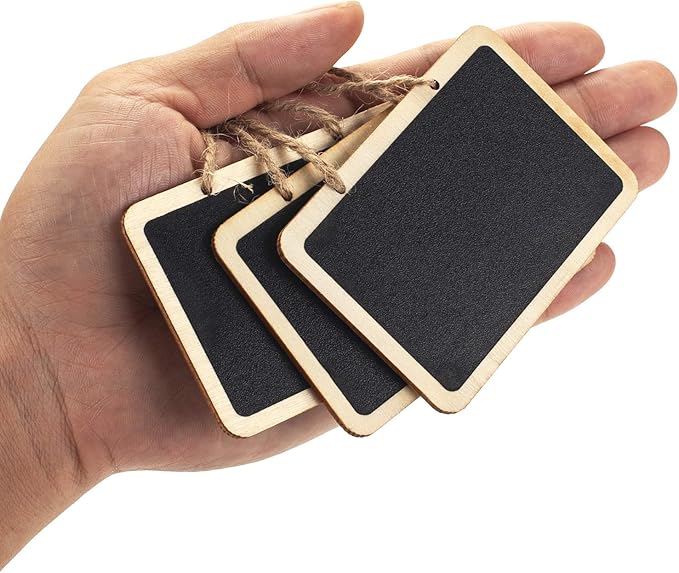 20 Pack Mini Chalkboards Tags Erasable Price Tags, Double Sided Blackboard with Hanging String Wooden Chalkboard Board Signs