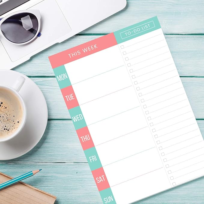 Daily Planner - Undated 2026 Planner Plus To Do List – Teal/Orange Magnetic Weekly Task list organizer and Day Notepad - Agenda Organizer for College Student, Office or Home
