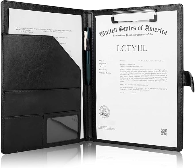 Tiankool Padfolio Portfolio Folder Binder -Faux Leather Portfolio Folder with Cover for A4 Notepad Holder, Business Portfolio for Resume, Legal Pad, Interview, Letter-size Padfolio for Women/Men,Black