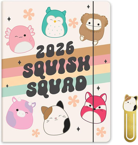 Orange Circle Studio 2026 Planner, Squishmallow, Just Right Monthly Planner, To-Do List Notebook, Appointment Book w/Storage Pocket & Elastic Closure, Composition Notebook
