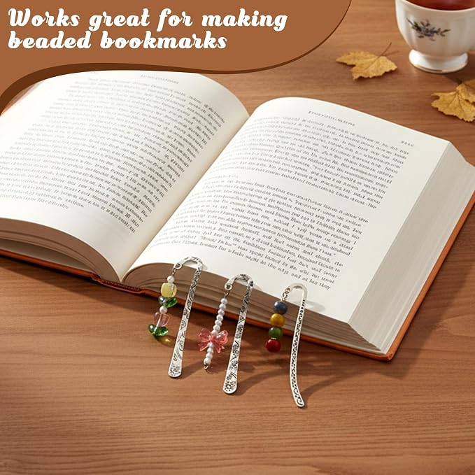 Metal Bookmark Hooks, 30 Pcs Vintage Tibetan Silver Carved Alloy Bookmarks with Loop for DIY Crafting, Tassels & Hairpins, Rust-Free Gift for Readers & Book Lovers, Silver