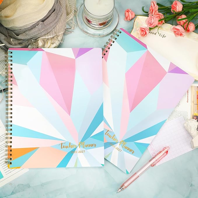 Teacher Planner 2026-2027 - Teacher Lesson Planner 2026-2027, 9" x 11", Jul.2026 - Jun.2027, Weekly & Monthly Lesson Plan Book for Teachers with Back pocket, Colorful Tabs - Blue-purple