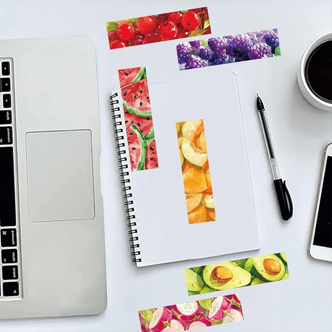 30 Pcs Watercolor Fruit Bookmarks for Kids Fruit Theme Funny Bookmark Cartoon Bookmark for School Office Students Teens Book Reading Lovers Classroom Favors