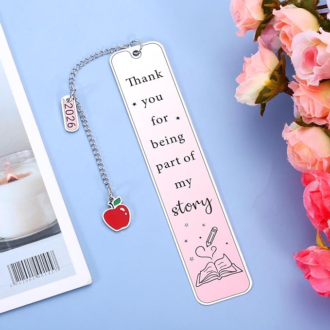 Teacher Appreciation Gifts, Teacher Must Haves - Teacher Pink Bookmark, Best End of Year Teachers Gifts from Students, Retirement Presents for Women Teachers Thank You for Being Part of My Story