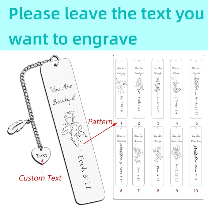 Personalized Custom Inspirational Christian Bookmarks for Women Men Baptism Confirmation Gifts for Girls Boys Bible Bookmarks for Women Daughte Birthday Gifts for Friends BFF Besties Teen Girls