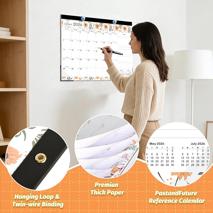 2026-2027 Desk Calendar, 18 Months Monthly Wall Calendar from Jun 2026 to Dec 2027, Large 17" x 12" Thick Paper Planner for Home Office Organizer, Teacher Desk Accessories，Home