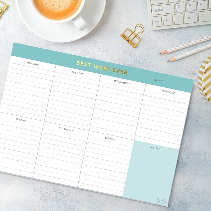 Sweetzer & Orange Weekly To Do List Pad. Gold Foil Weekly Planner Notepad with Daily Agenda Squares. 7x10” Day Scheduler 2026 - Student Organizer, Work Scheduler, and Checklist Note Pad.