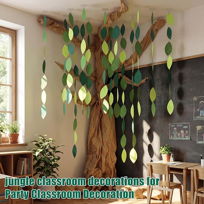 Suncalla Classroom Tree Bulletin Board Set DIY 3D Classroom Ceiling Wall Decor with Kraft Paper & Mounted Traceless Hooks for Jungle Safari Hawaiian Luau Party Supplies(Willow)