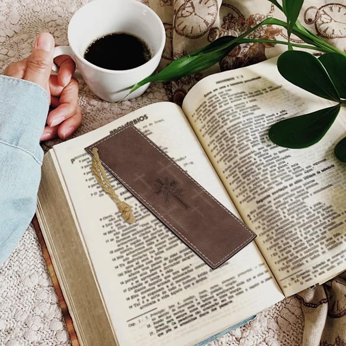 Vintage Religious Cross Bible Case with Bookmark Waterproof Bible Cover Case for Women Lightweight Bible Bag with Handle Pockets Church Book Bag Brown