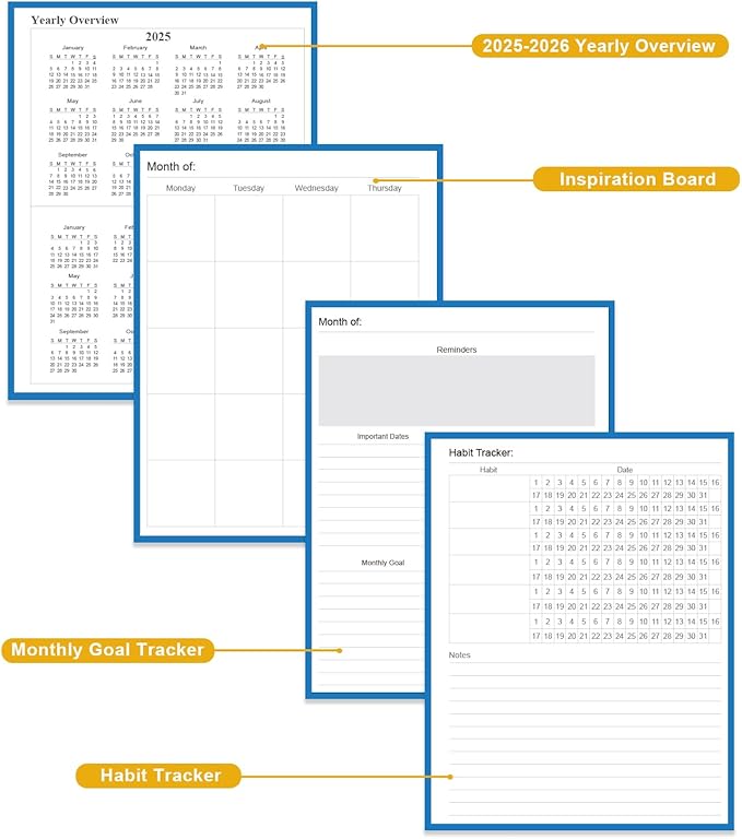 Academic Planner for 2026-2027 or Anytime – 8.5" x 11" Undated Weekly Student Planner For Homeschool, High School, College & Nursing Students, 200 Pages, Blue