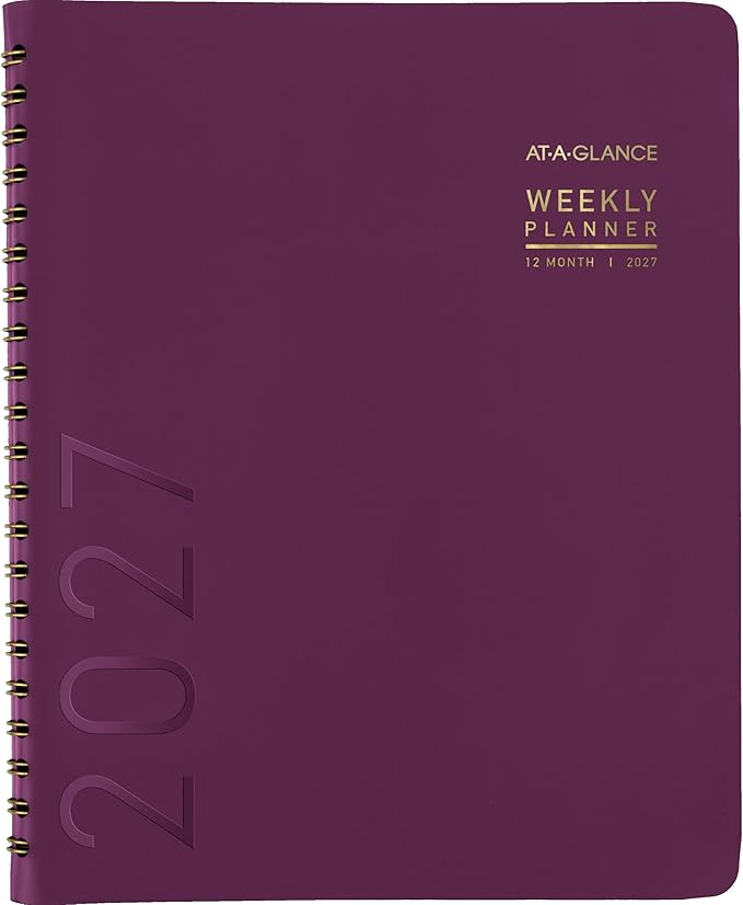AT-A-GLANCE 2027 Appointment Book Planner, Weekly & Monthly, 8.25" x 11", Half-Hourly, Contemporary, Purple (70940X1427)